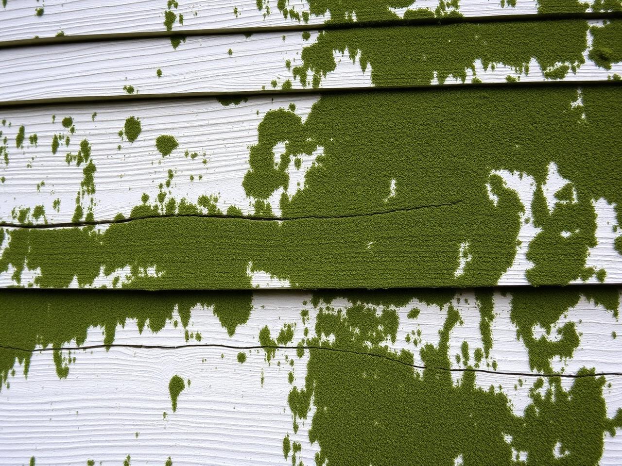Algae-covered siding before soft washing
